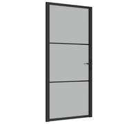 vidaXL Porta Interna 93x201,5 cm Nero Opaco Vetro e Alluminio