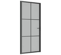 vidaXL Porta Interna 93x201,5 cm Nero Opaco Vetro e Alluminio