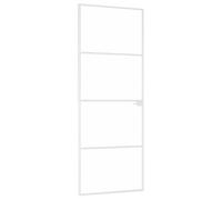 vidaXL Porta Interna Bianca 76x201,5 cm Vetro Temperato Alluminio Slim