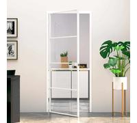 vidaXL Porta Interna Bianca 83x201,5 cm Vetro Temperato Alluminio Slim