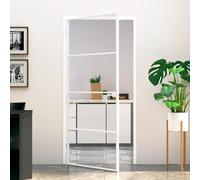 vidaXL Porta Interna Bianca 93x201,5 cm Vetro Temperato Alluminio Slim