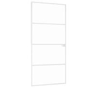 vidaXL Porta Interna Decorativa Casa Camera da Letto Bagno Interno Moderno Pannello Interno Bianco 93x201.5cm Vetro Temperato e Alluminio Slim