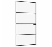 vidaXL Porta Interna Nera 102x201,5 Vetro Temperato Alluminio Sottile