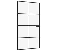 vidaXL Porta Interna Nera 102x201,5 Vetro Temperato Alluminio Sottile