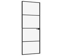 vidaXL Porta Interna Nera 76x201,5cm Vetro Temperato Alluminio Sottile