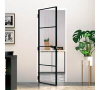 vidaXL Porta interna Nera 76×201,5 cm Vetro temperato Alluminio sottile