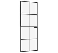 vidaXL Porta Interna Nera 76x201,5cm Vetro Temperato Alluminio Sottile