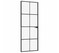 vidaXL Porta Interna Nera 76x201,5cm Vetro Temperato Alluminio Sottile