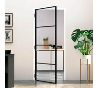 vidaXL Porta Interna Nera 83x201,5cm Vetro Temperato Alluminio Sottile