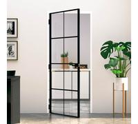 vidaXL Porta Interna Nera 83x201,5cm Vetro Temperato Alluminio Sottile