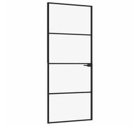 vidaXL Porta Interna Nera 83x201,5cm Vetro Temperato Alluminio Sottile
