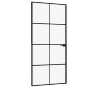 vidaXL Porta Interna Nera 93x201,5cm Vetro Temperato Alluminio Sottile