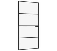 vidaXL Porta Interna Nera 93x201,5cm Vetro Temperato Alluminio Sottile