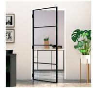 vidaXL Porta Interna Nera 93x201,5cm Vetro Temperato Alluminio Sottile