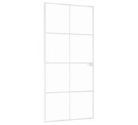 vidaXL Porta interna, set completo, 93 x 201,5 cm, porta in vetro con manico, serratura in ferro, porta girevole, moderno, vetro temperato bianco e sottile