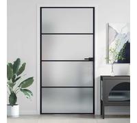 vidaXL Porta Interni Sottile Nera 102,5x201,5Vetro Temperato Alluminio
