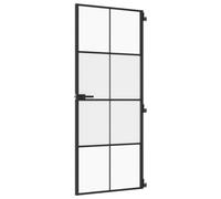 vidaXL Porta Interni Sottile Nera 83x201,5cm Vetro Temperato Alluminio
