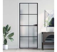 vidaXL Porta Interni Sottile Nera 83x201,5cm Vetro Temperato Alluminio