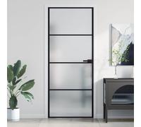 vidaXL Porta Interni Sottile Nera 83x201,5cm Vetro Temperato Alluminio