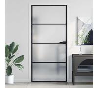 vidaXL Porta Interni Sottile Nera 93x201,5cm Vetro Temperato Alluminio