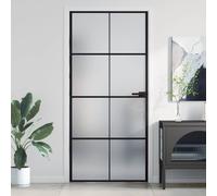 vidaXL Porta Interni Sottile Nera 93x201,5cm Vetro Temperato Alluminio