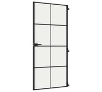 vidaXL Porta Interni Sottile Nera 93x201,5cm Vetro Temperato Alluminio