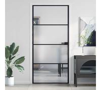 vidaXL Porta Interni Sottile Nera 93x201,5cm Vetro Temperato Alluminio