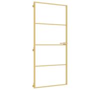 vidaXL Porta Interni Sottile Oro 93x201,5cm Vetro Temperato Alluminio