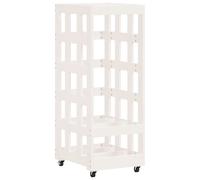 VIDAXL - Portalegna Con Ruote Bianco 40x49x110 Cm Legno Massello Di Pino