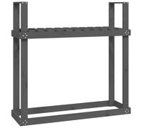vidaXL Portalegna Grigio 110x35x108,5 cm in Legno Massello di Pino