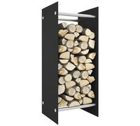 AX PortaLegna Parete Vetro Temprato Supporto Nero Prato 40x35x100cm New 327467