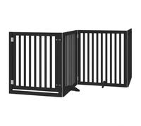 vidaXL Porta per cani pieghevole 12 pannelli in legno pioppo nero 960 cm, porta per animali domestici, porta di sicurezza per cani, porta per cani di sicurezza