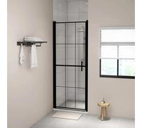 vidaXL Porta per Doccia in Vetro Temperato 91x195 cm Nera