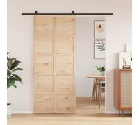 vidaXL Porta per Granaio 90x208 cm in Legno Massello di Pino, porta della stalla scorrevole, porta del fienile scorrevole, porta scorrevole per interni
