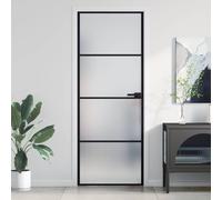 vidaXL Porta per Interni Nera 76x201,5cm Vetro Temperato e Alluminio