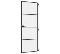 vidaXL Porta per Interni Nera 76x201,5cm Vetro Temperato e Alluminio