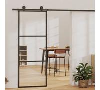 vidaXL Porta Scorrevole a 3 pannelli in Vetro ESG e Alluminio 76x205 cm Nera