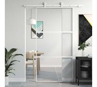 vidaXL Porta Scorrevole Bianca 102,5x205cm Vetro Temperato e Alluminio