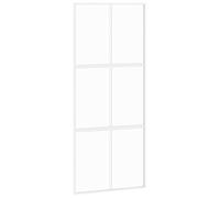 vidaXL Porta Scorrevole Bianca 90x205 cm Vetro Temperato e Alluminio