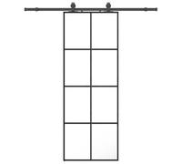vidaXL Porta Scorrevole con Ferramenta Nera 76x205 cm in Vetro ESG, porta interna, porta scorrevole scorrevole, porta scorrevole interna