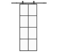 vidaXL Porta Scorrevole con Ferramenta Nera 76x205 cm in Vetro ESG, porta interna, porta scorrevole scorrevole, porta scorrevole interna