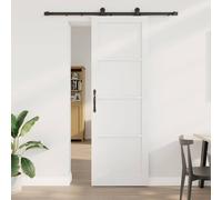 vidaXL Porta scorrevole con kit di hardware bianca 78x232 cm in legno massello di pino