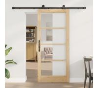 vidaXL Porta Scorrevole con Kit Ferramenta 'ORKDAL'in Legno Solido e Vetro