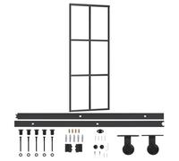 vidaXL Porta Scorrevole con Kit Montaggio Vetro ESG Alluminio 76x205cm