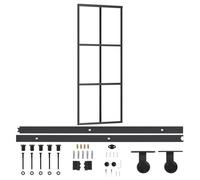 vidaXL Porta Scorrevole con Kit Montaggio Vetro ESG Alluminio 76x205cm