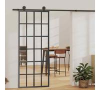 vidaXL Porta Scorrevole con Kit Montaggio Vetro ESG Alluminio 76x205cm