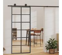 vidaXL Porta Scorrevole con Kit Montaggio Vetro ESG Alluminio 76x205cm