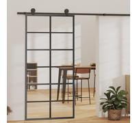 vidaXL Porta Scorrevole con Kit Montaggio Vetro ESG Alluminio 90x205cm