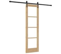 vidaXL Porta Scorrevole Con Set di Ferramenta 61X198.5 cm Legno Massello di Pino Per Uso Interno Finitura Naturale E Nera Divisore Per Stanze Porta in Legno Moderna Decorativa Salvaspazio