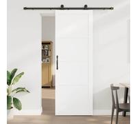 vidaXL Porta Scorrevole con Set di Ferramenta Bianca 83x232 cm in Legno Massello di Pino